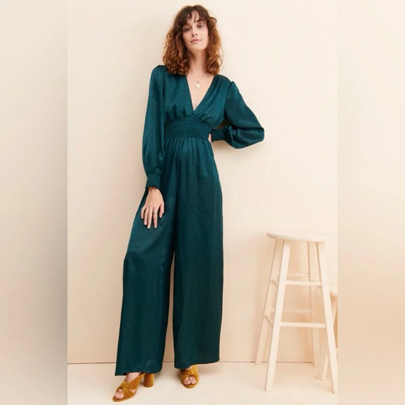Hutch Touch of Satin Jumpsuit Emerald Green 33868 - Picture 1 of 16